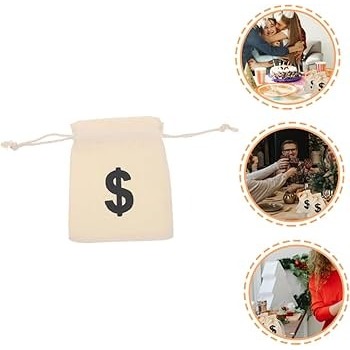 Tas Serut dolar bahan BLACU tas camilan, kantong uang, tanda hadiah,  permainan, koin, permen