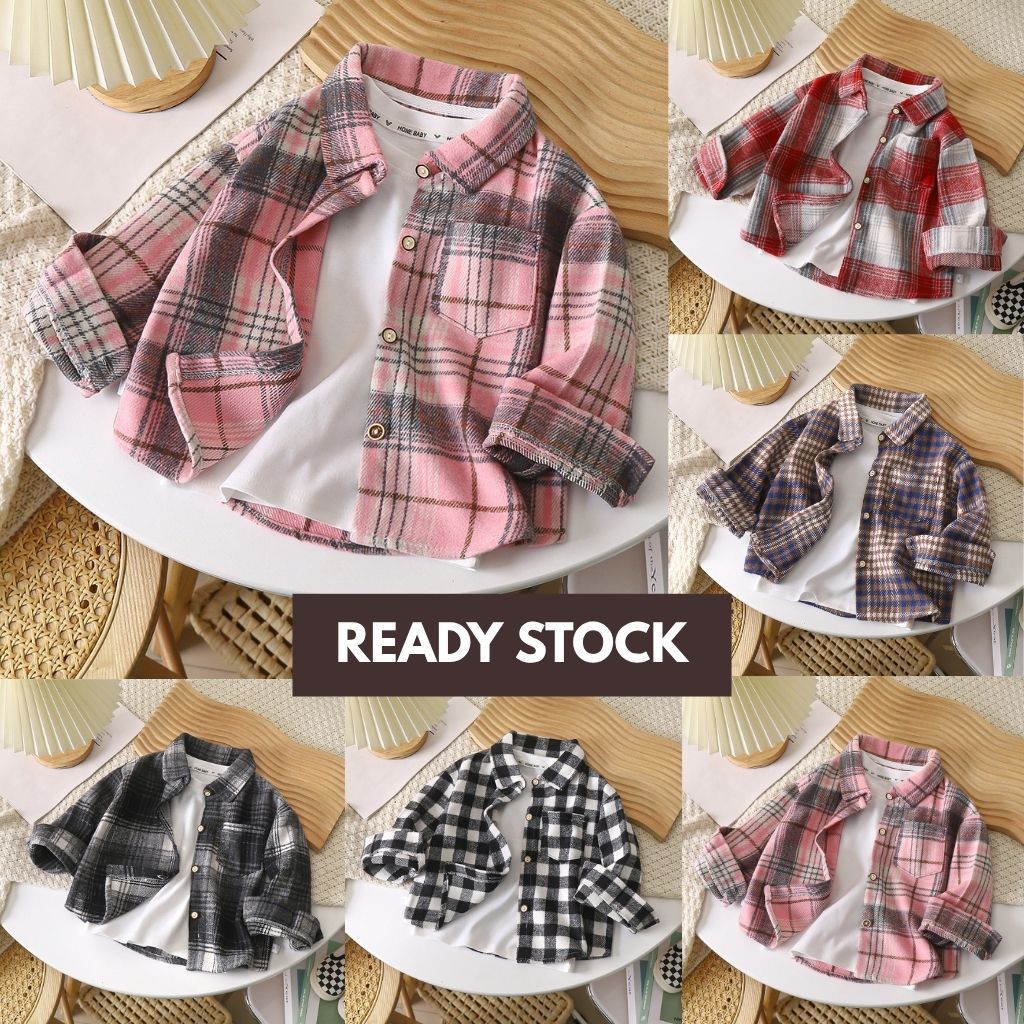 SNOPINSAM - Kemeja Flanel/Kemeja Anak Laki-Laki/Kemeja Anak Perempuan