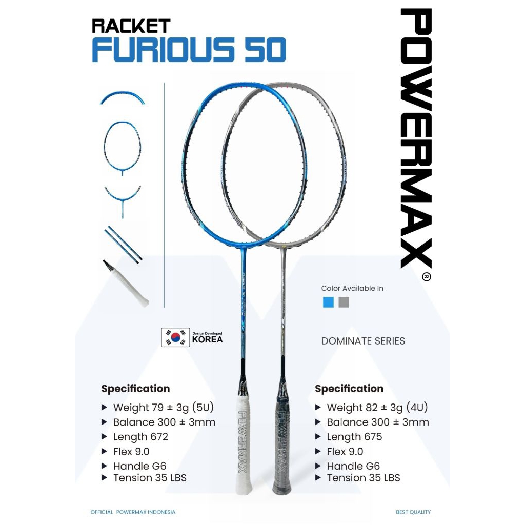 Raket Badminton POWERMAX FURIOUS 50 Original