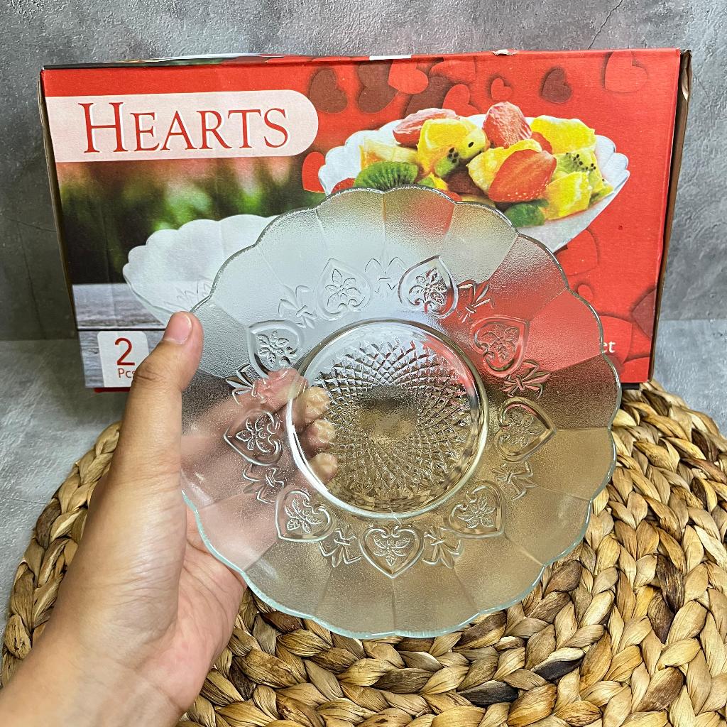 MANGKOK HEART 02/ MANGKOK KACA 2 PCS/ MANGKOK KADO