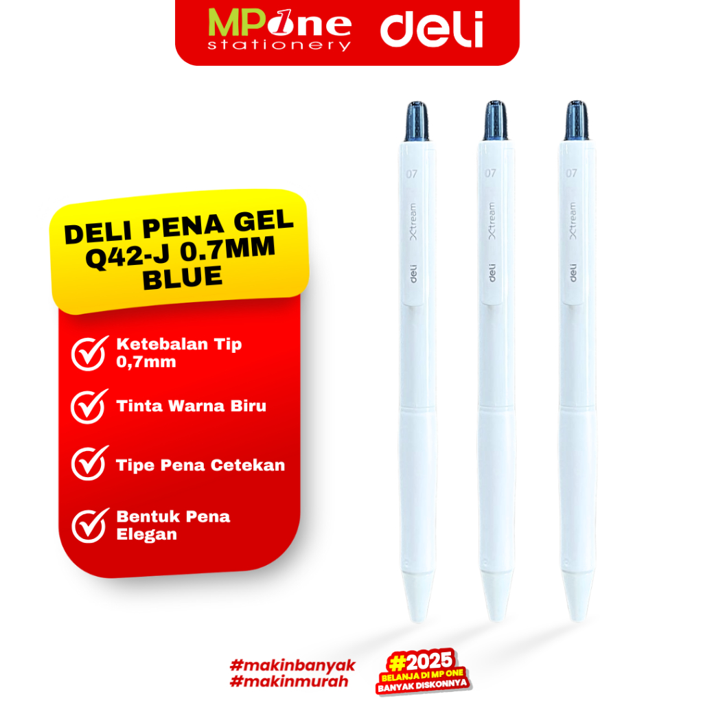 

(1 PCS) Deli Pena Gel Tinta Biru 0.7MM Q42-BL / Pulpen Retractable Gel Tinta Biru DELI