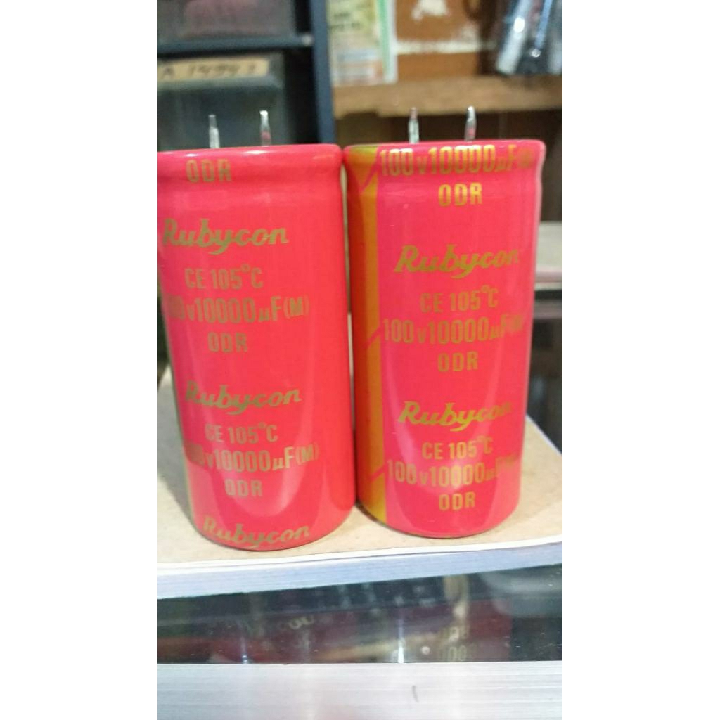 Capasitor Elko Rubycon 10000/100V × Kapasitor Elco 10000/100Volt