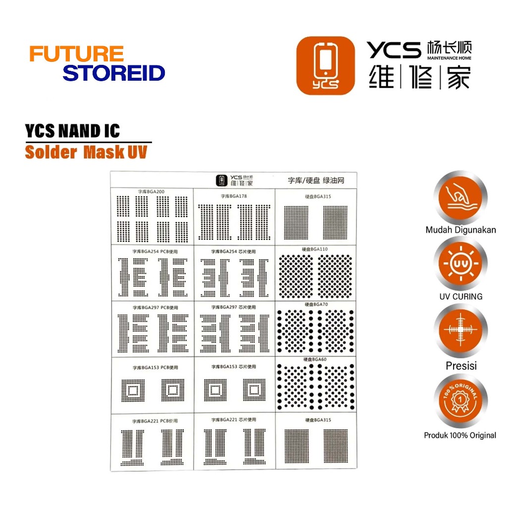 YCS NAND SOLDER MASK INK STENCIL ORIGINAL - Tools Bantuan Untuk Perbaikan CPU IP - Screen IC UV Serv