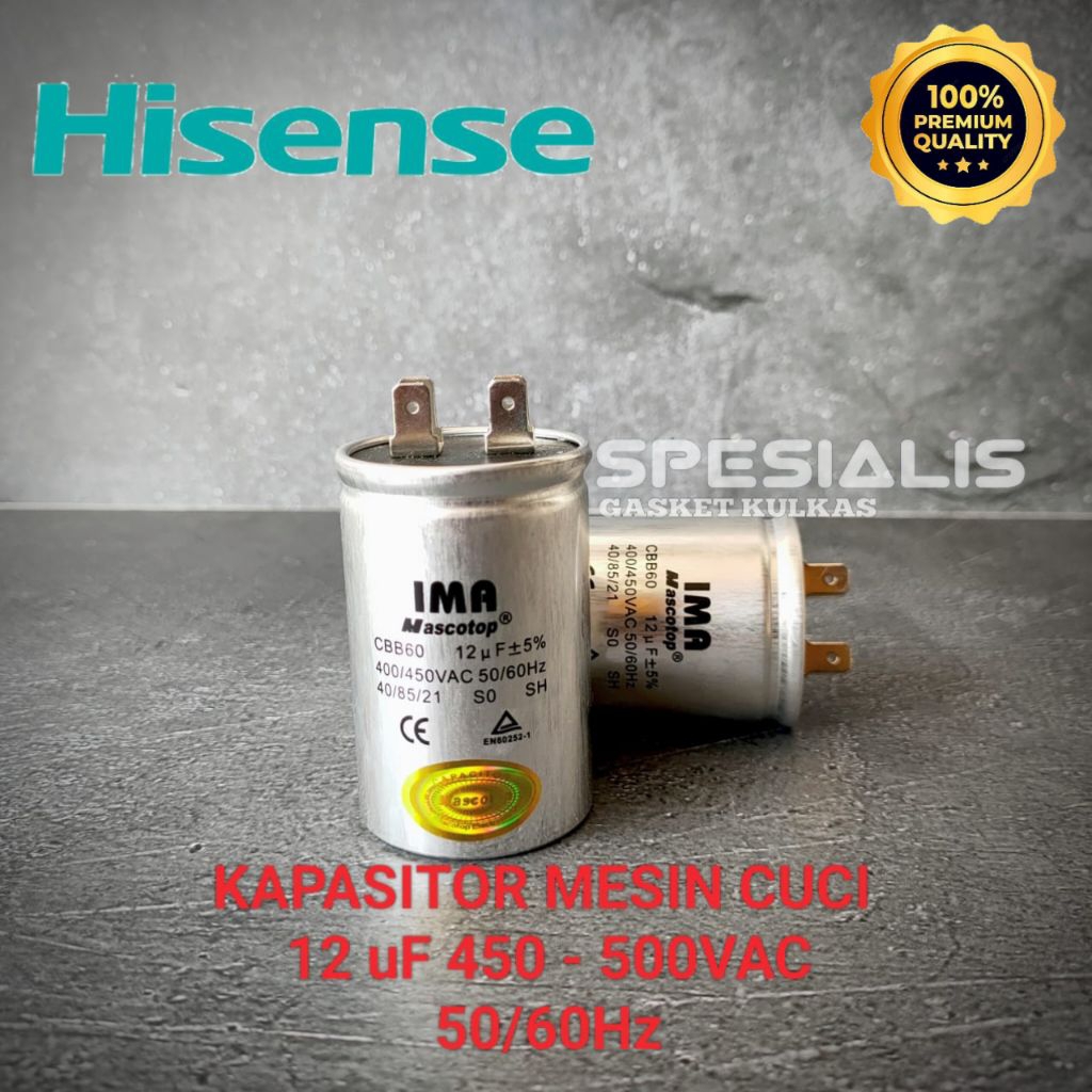 KAPASITOR MESIN CUCI 1 TABUNG 12 UF HISENSE