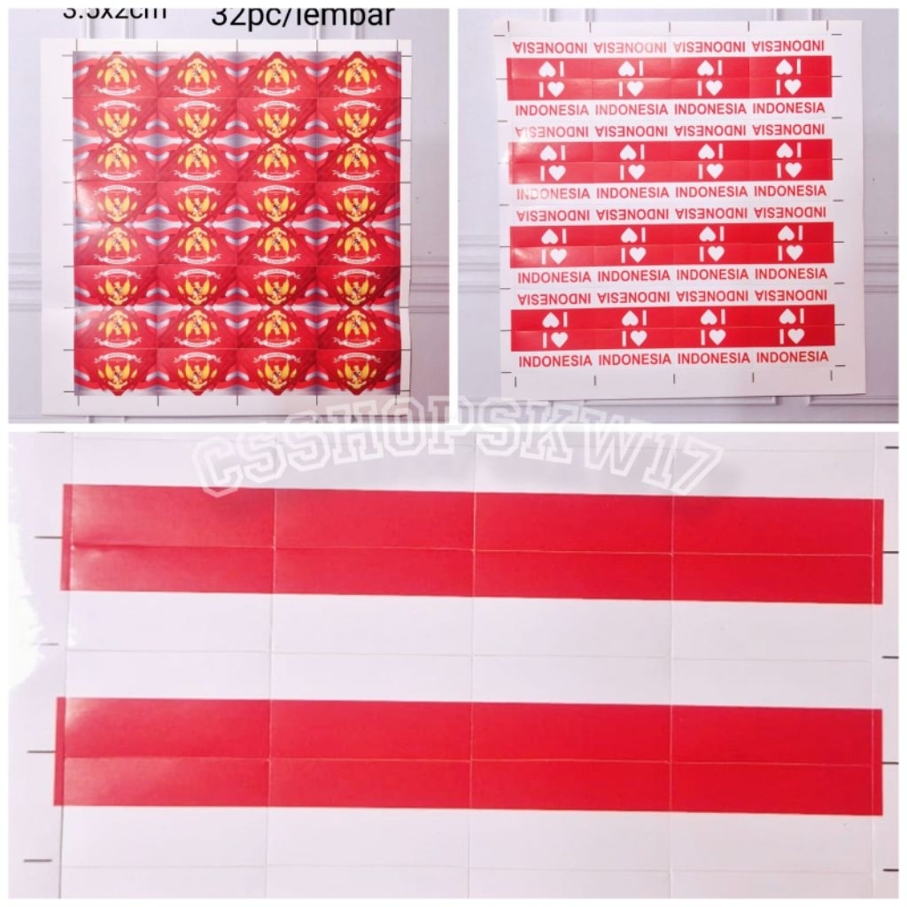 

STIKER PIPI MERAH PUTIH|STIKER 17 AGUSTUS HUT RI 32pcs