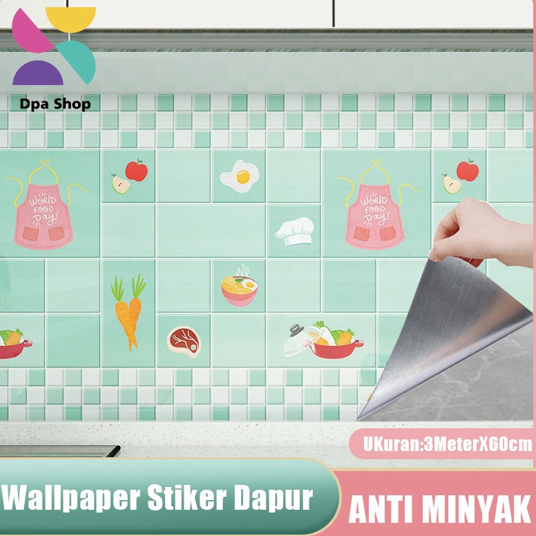 Instan Stiker Dinding Anti Minyak 6cm x 3meter Stiker Dinding Dapur Kamar Mandi Wallpaper Stiker Din