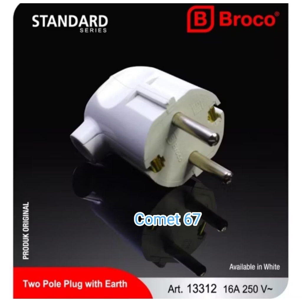Steker BROCO / Colokan BROCO / Steker Bengkok Arde BROCO / Steker L BROCO
