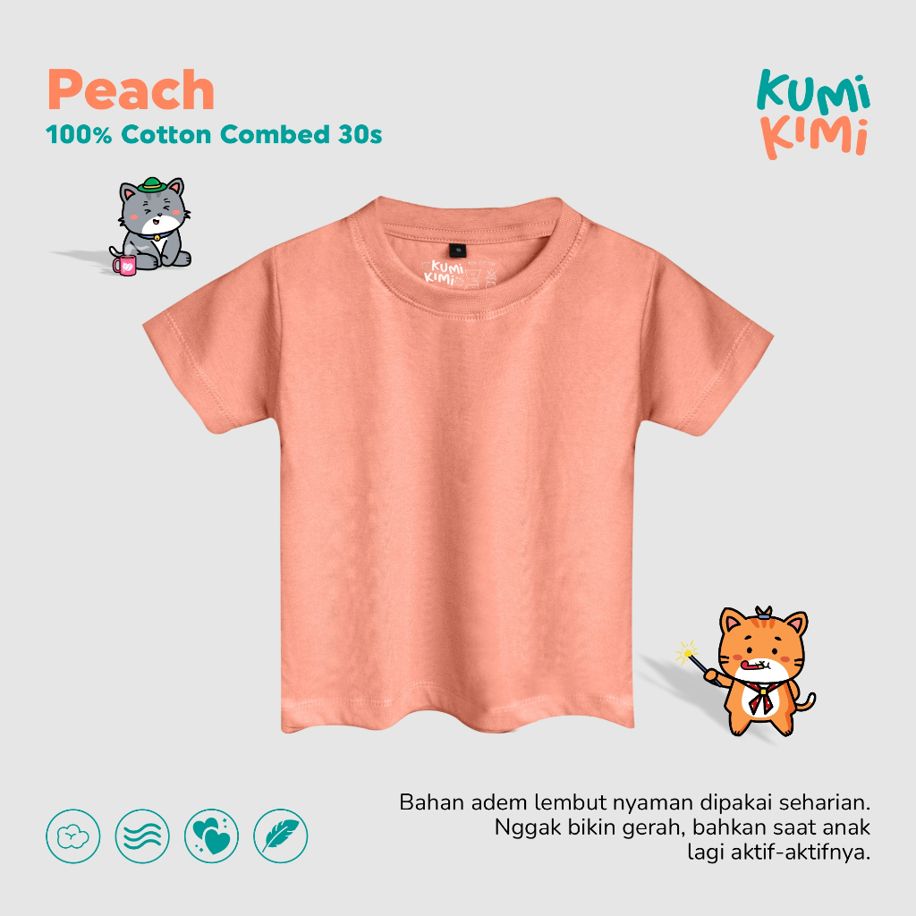 KUMI KIMI Kaos Polos Anak Satuan - Combed 30S - Peach