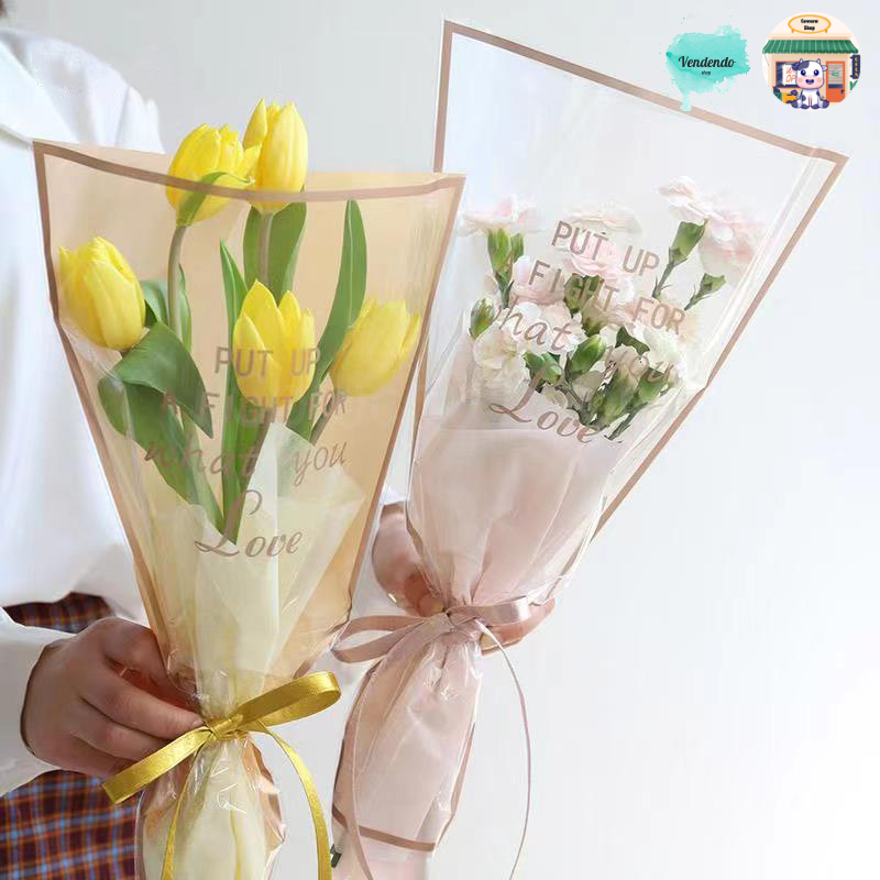 

(50 pcs) Plastik Bunga Warna Tulisan Gold List Gold / Rose Sleeve / Bungkus Plastik Bunga Satuan