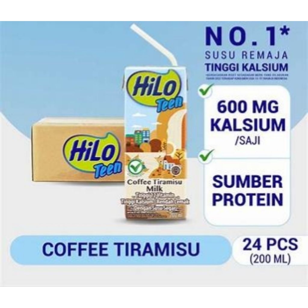 

Hilo Teen RTD Coffee Tiramisu 200ml 1dus isi 24pcs
