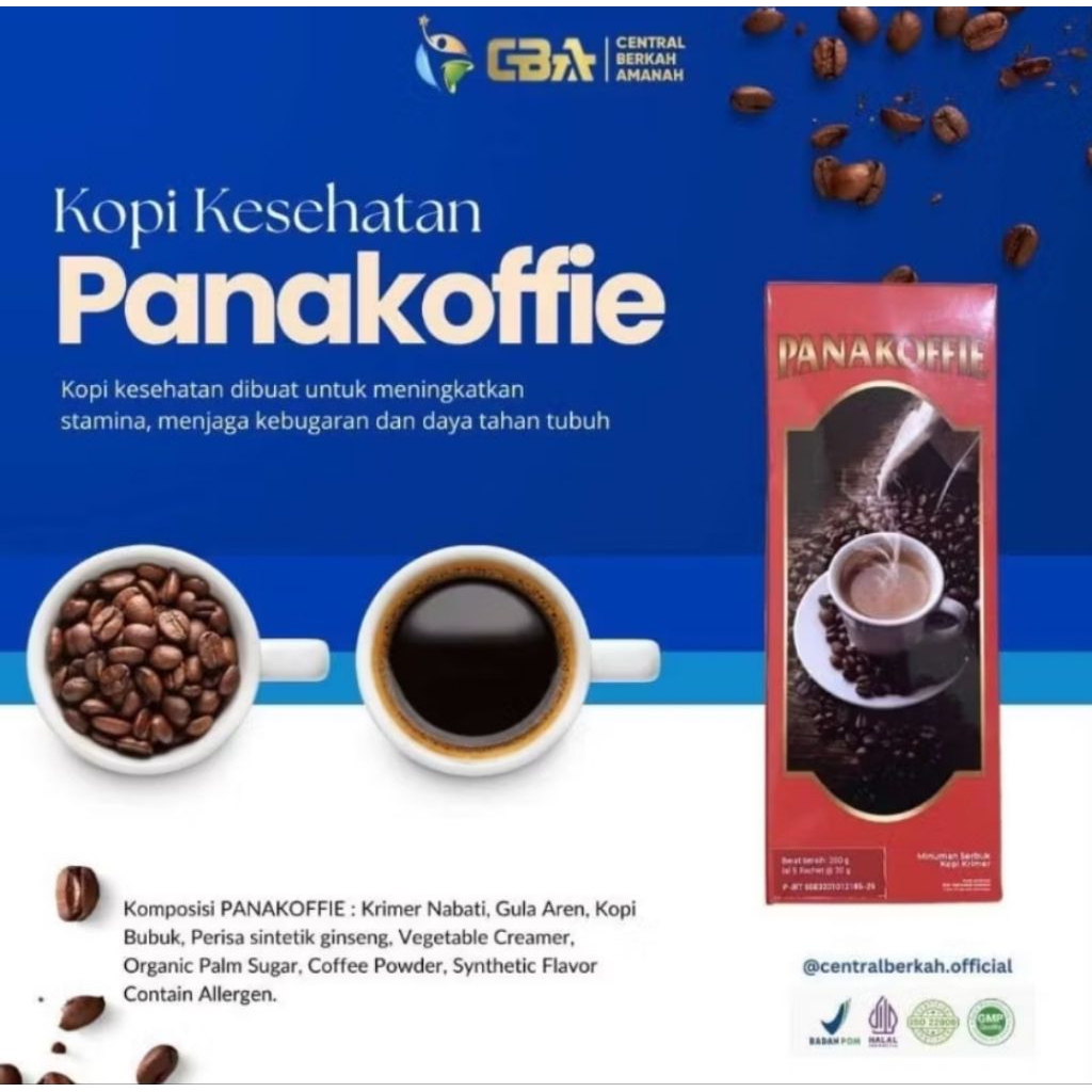 

PANAKOFFIE KOPI CBA HARGA 1 BOX ISI 5 SACHET @20gr
