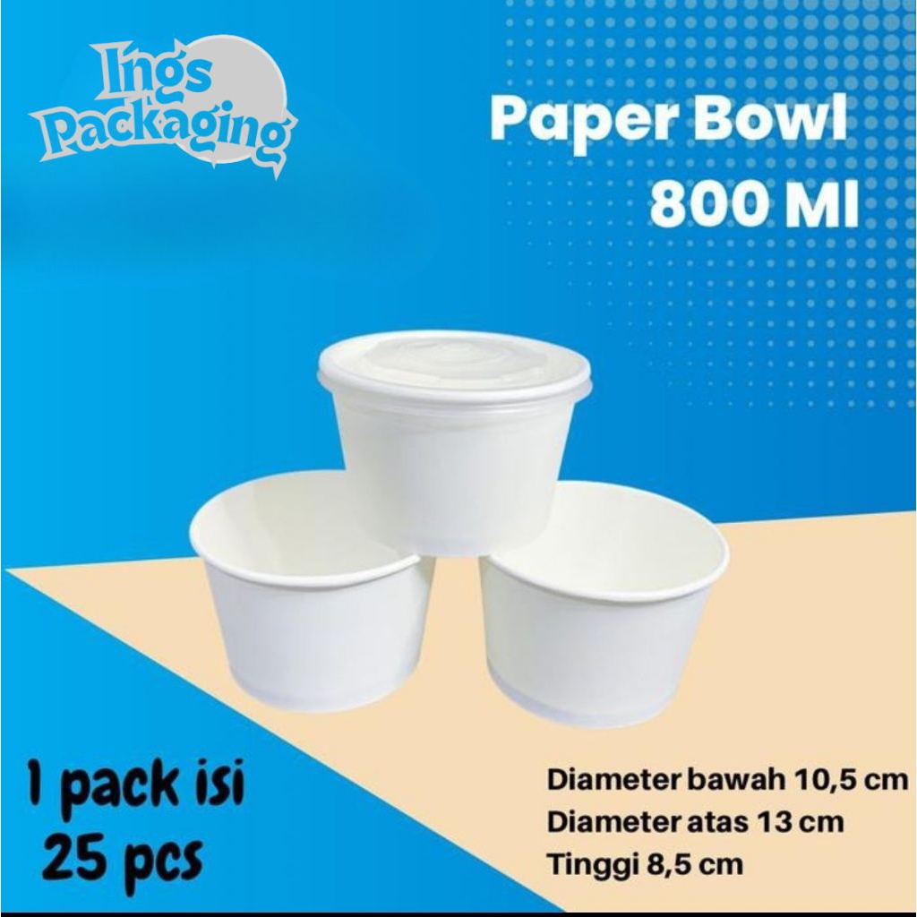 Paper Rice Bowl 800 ml /Mangkok Kertas Dengan Tutup