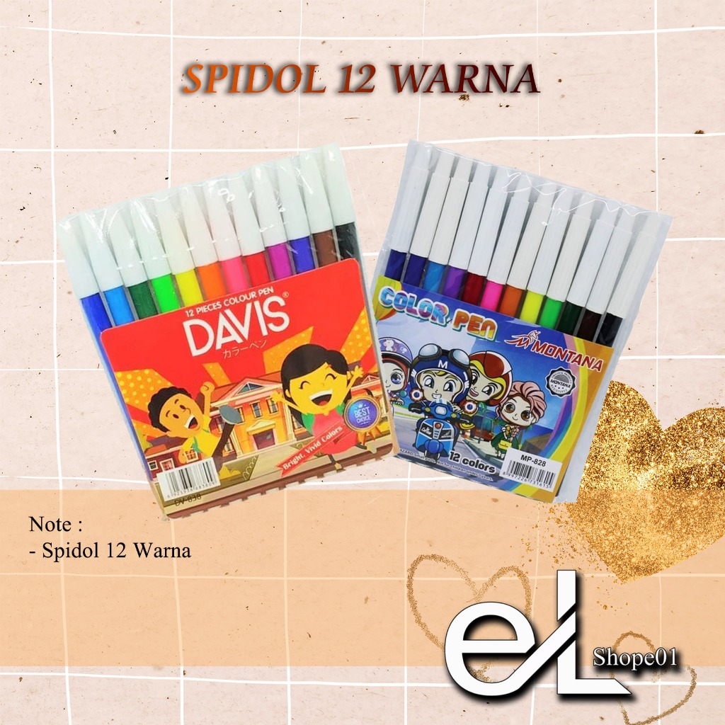 

Spidol 12 Warna Spidol Warna-Warni Ukuran Sedang - Harga 12 Pcs ( 1 Set )