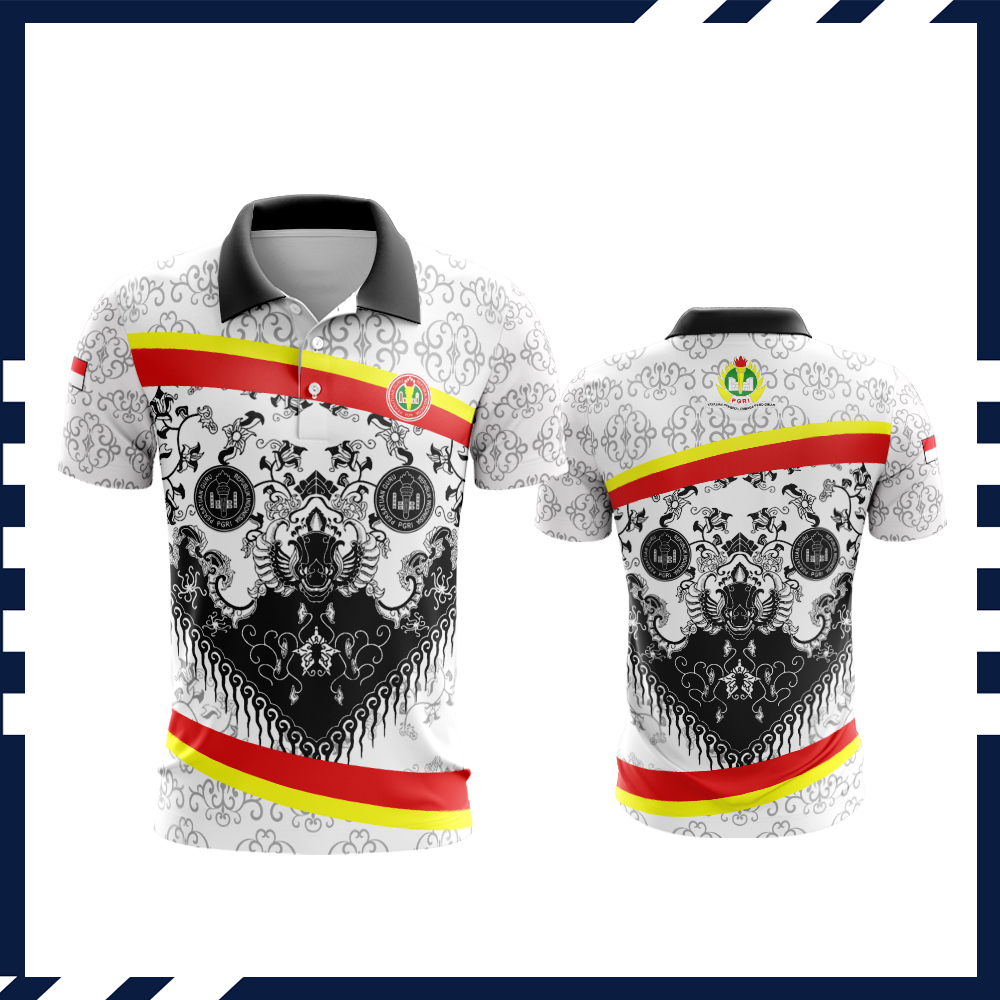 Baju PGRI Kaos Batik PGRI Pria Wanita Kaos Polo Motif Batik Free Custom Nama