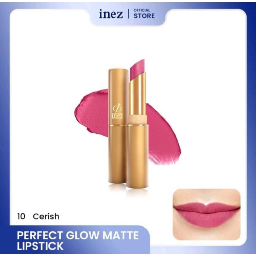 inez perfect glow matte lipstik - coral tree