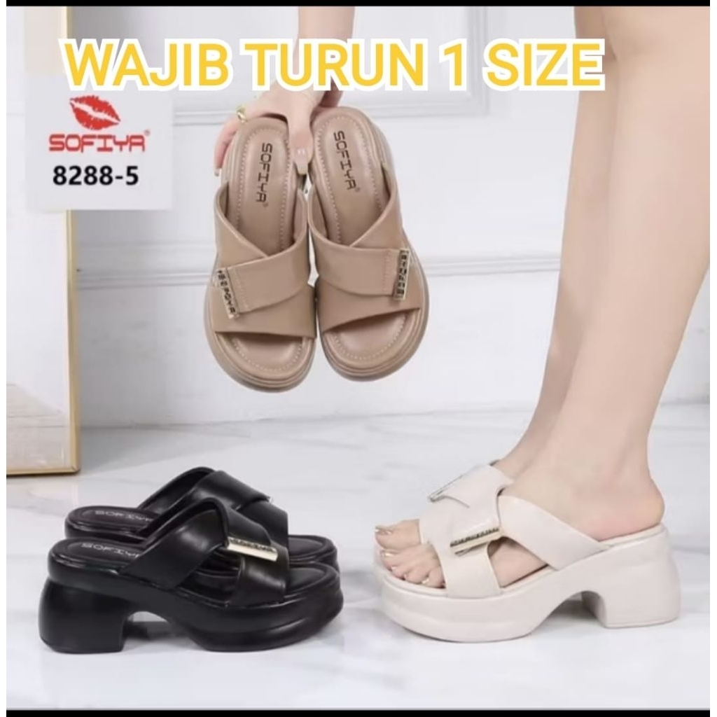 SOFIYA ORI 8288 5 SANDAL WANITA IMPORT / SENDAL HEELS 7.5 CM / SANDAL SLOP IN HILLS