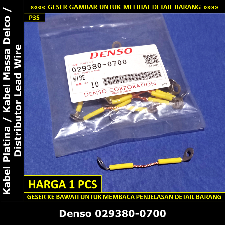 Kabel Platina Toyota Corona 2000 cc 18R RT104 1975-1978 Denso ND029380-0700 Kabel Massa Delco / Dist