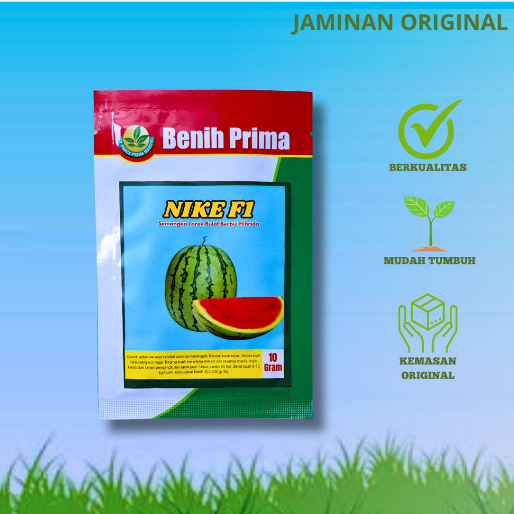 Benih Semangka Hybrid F1 NIKE F1 10 gram Cap BENIH PRIMA Besar & Tahan Pecah Sekelas NINA - 10 gram