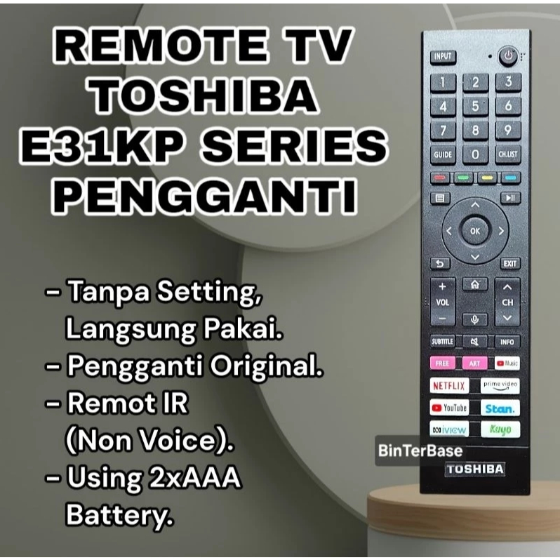 Remote Smart TV TOSHIBA E31KP Series KW Pengganti Original LED LCD 32E31KP 40E31KP 43E31KP 50E31KP 5