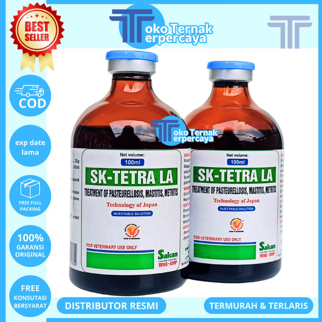 SK TETRA LA 100ML SAKAN - Antibiotik Hewan Spektrum Luas Atasi Infeksi Pada Ternak Long Acting