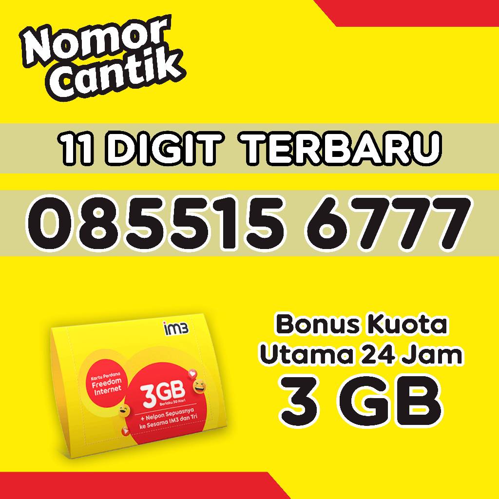 Kartu perdana indosat Nomor Cantik 11 Digit  3GB+Nelpon Sepuasnya ke Sesama IM3 dan Tri Edisi Terbar