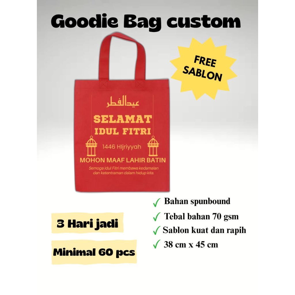 Tas Spunbound / Tas Belanja / Heandle lipat samping 38x45 custom sablon