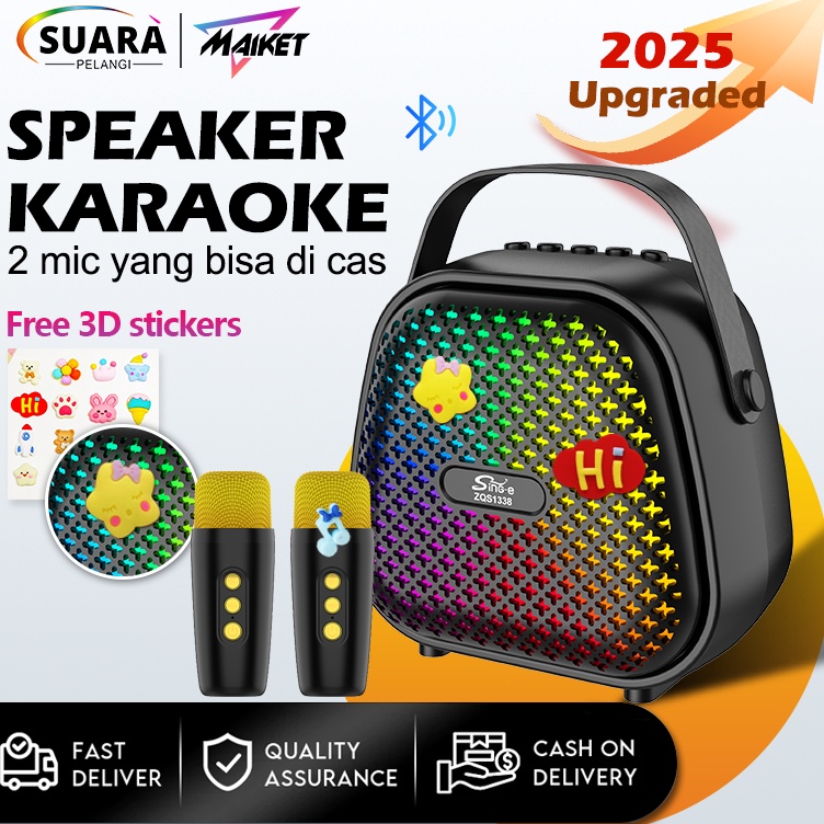 Hot Sale PRO MAX BASSMAIKET Speaker Bluetooth Karaoke Super Bass 2 mic Portable Mini Advance MP3 Pla