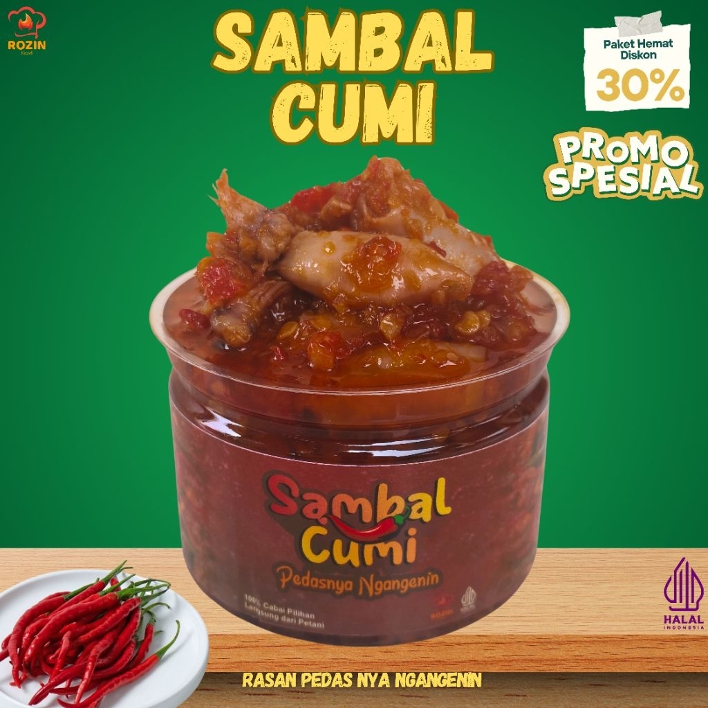 

Sambal Cumi, Sambal Cumi Pedas, Sambal Pedas, Sambal Termurah, 150 gram Halal