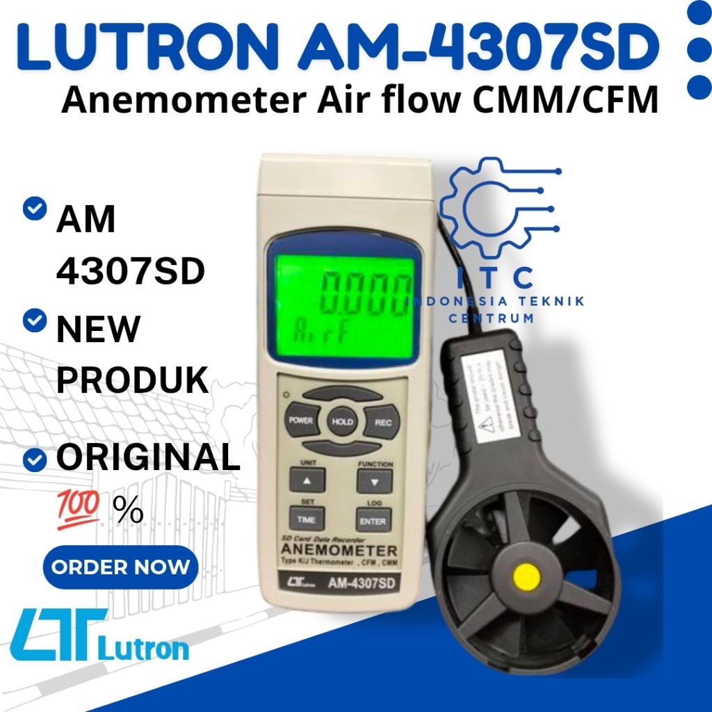 Lutron AM-4307SD Anemometer Air flow CMM/CFM
