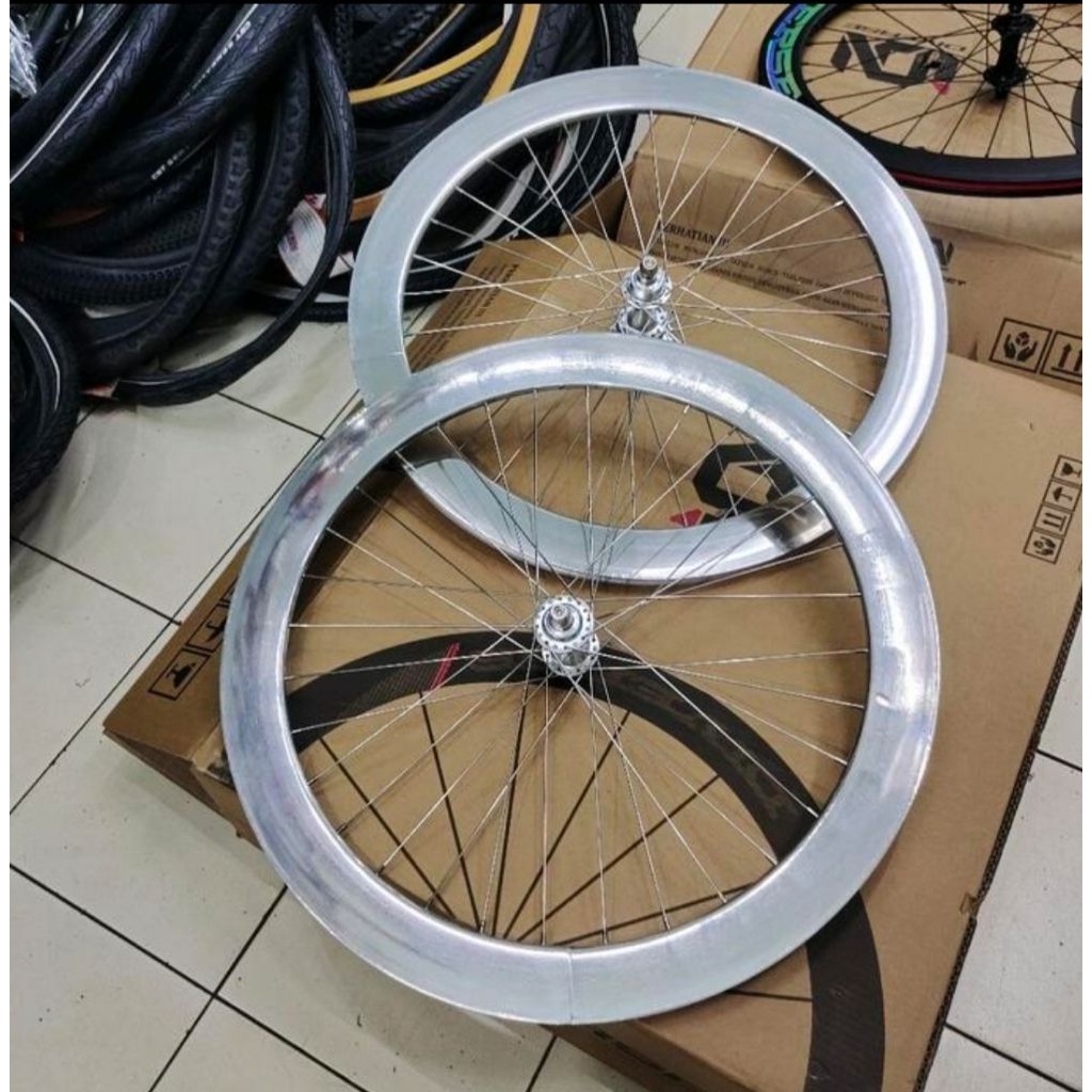 wheelset sepeda 700c fixie ION DIVERSE rims 6cm doltrap bearing loncer silver