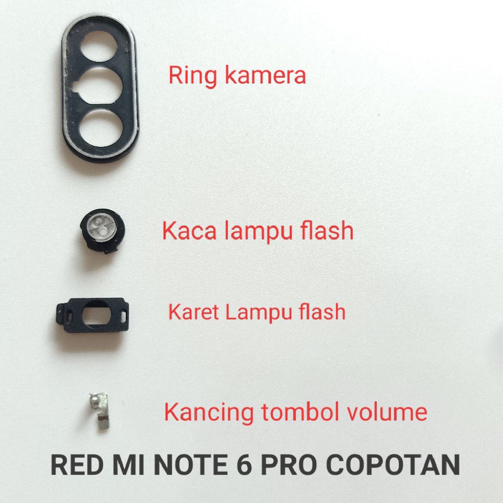 Kaca lampu flash kancing tombol ring kamera Redmi note 6 pro Second Original Copotan