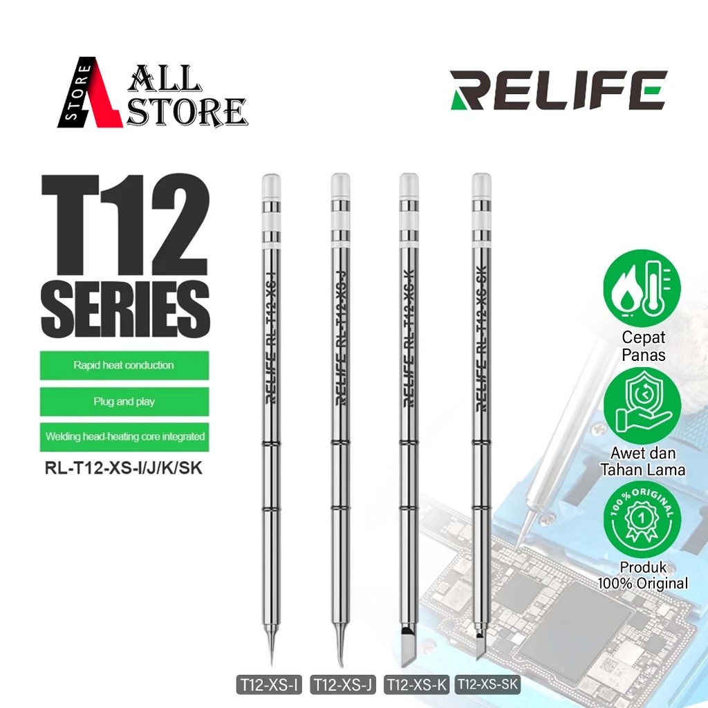 RELIFE RL T12 XS I MATA SOLDER LURUS/RUNCING ORIGINAL - RELIFE RL T12 XS J MATA SOLDER LENGKUNG ORIG