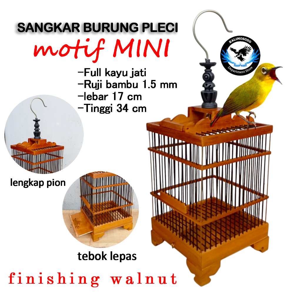Sangkar mini burung kecil finishing semprot plitur