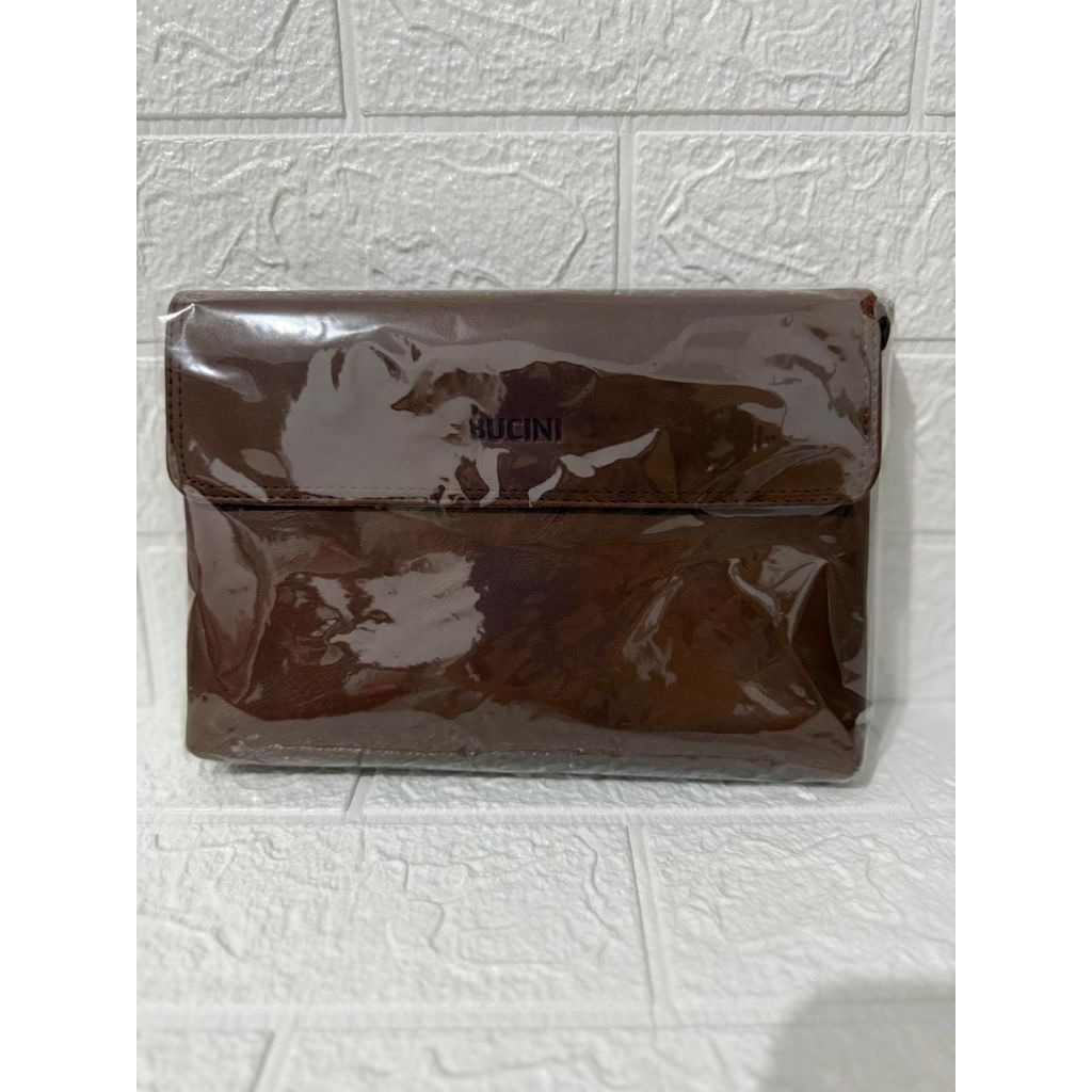 Clutch Pouch Kulit Pria & Wanita BUCINI Oku Cognag