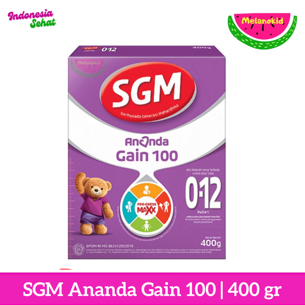 SGM ANANDA GAIN 100 400 GRAM Susu Formula Masa Pertumbuhan Untuk Bayi 0-12 Bulan / Susu SGM Gain 100