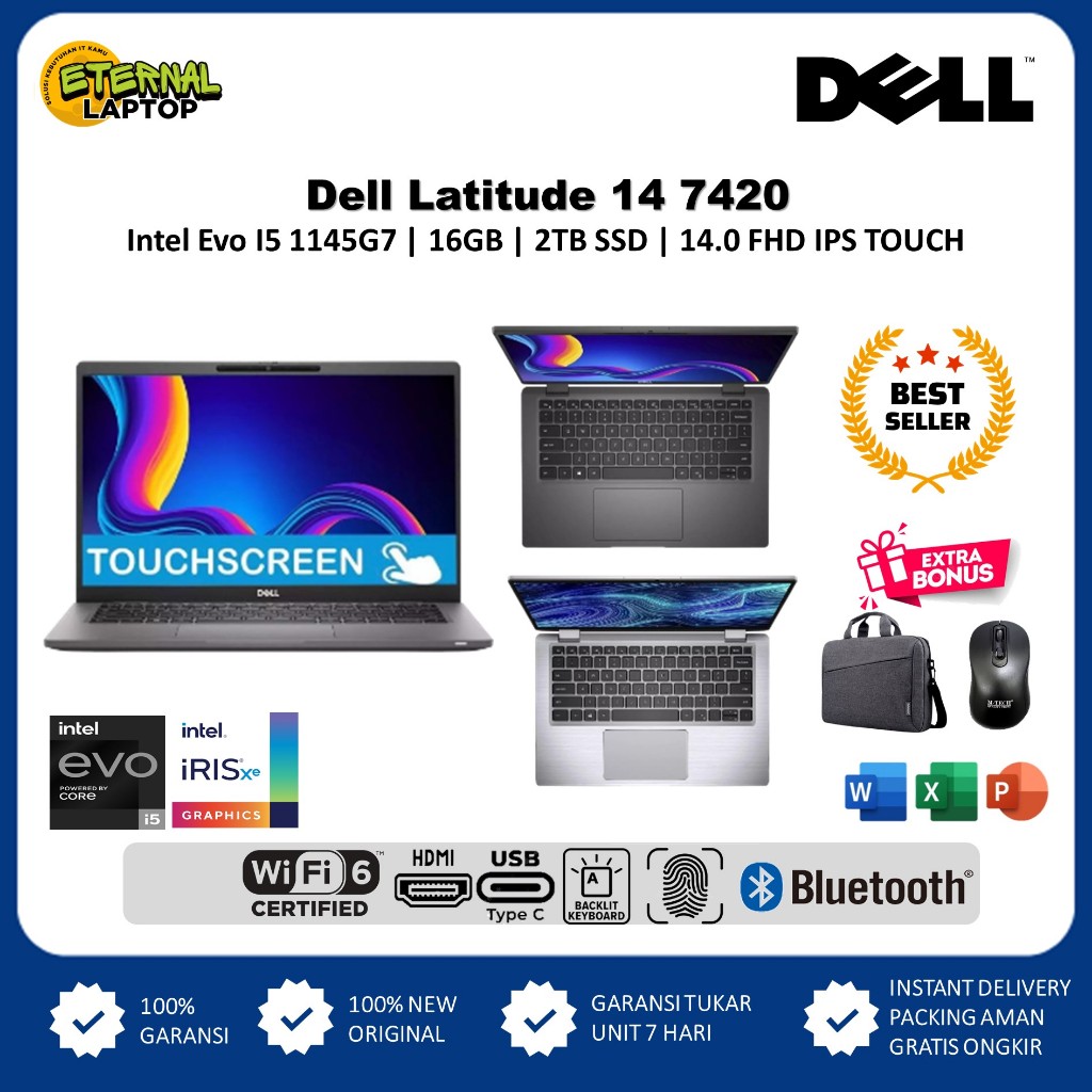 Laptop 2in1 Dell Latitude 14 7420 Intel Evo i5 1145G7 16GB RAM 1TB SSD 14 Inch Full HD IPS Win 11