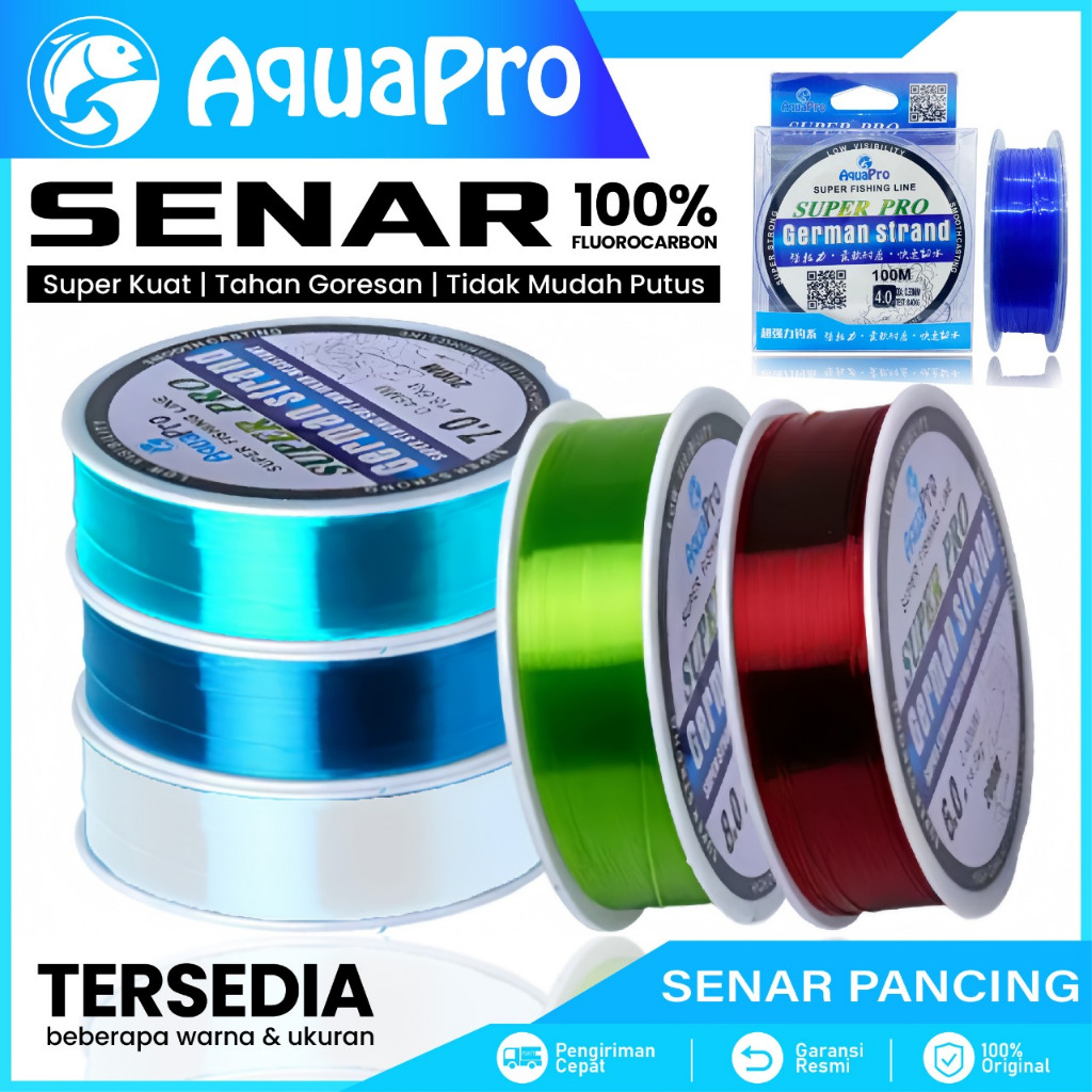 Aquapro Germany Fishing Line 200m Senar Pancing Invisible Bahan Nilon Tahan Lama Panjang