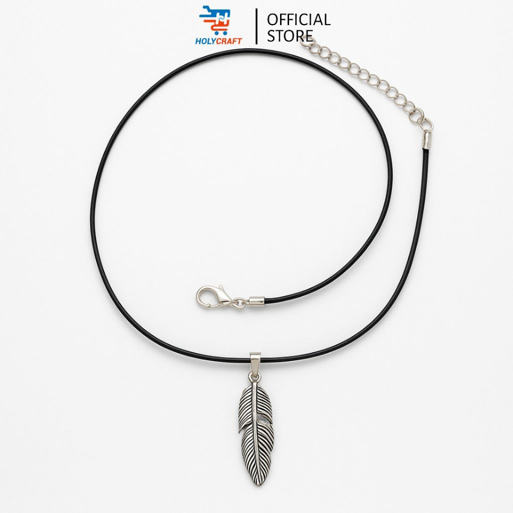 Kalung Pria Kalung Tali Hitam Liontin Charm Bulu Feather Kalung Pria Keren