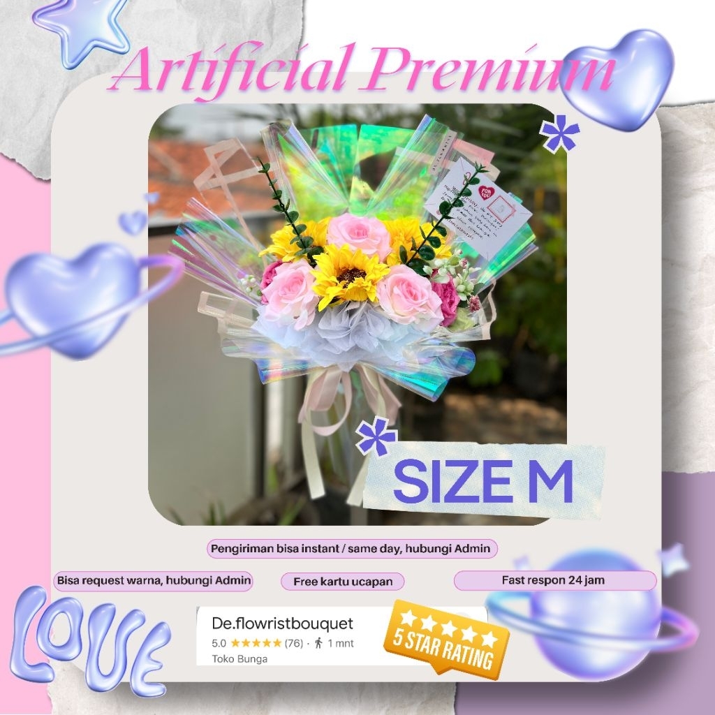 Buket Matahari Hologram Mix Bouquet Murah Wisuda Kota Tangerang Buket Tangerang