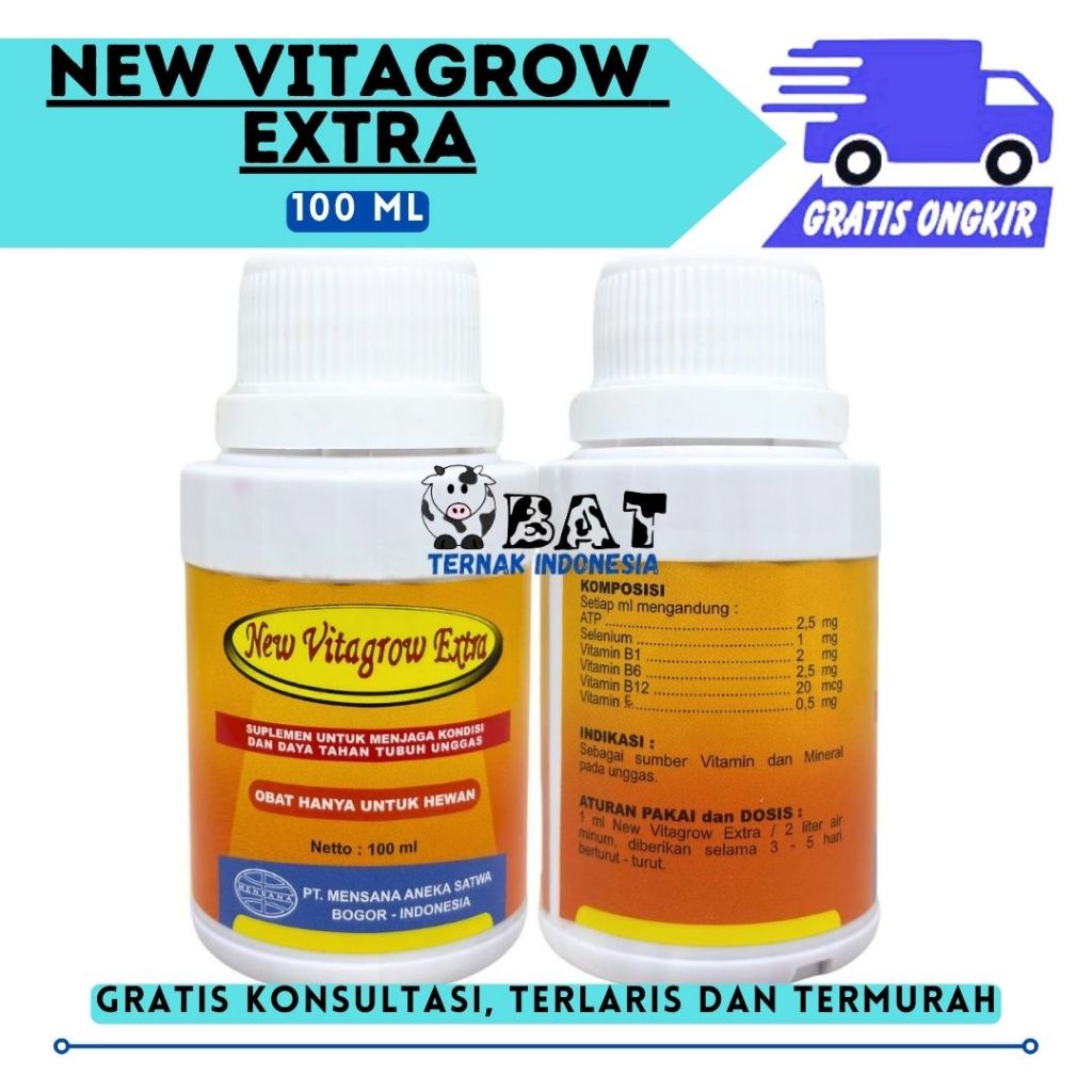 NEW VITAGROW EXTRA 100 ml - Mensana - ATP Vitamin Mineral Pertumbuhan Ayam Unggas