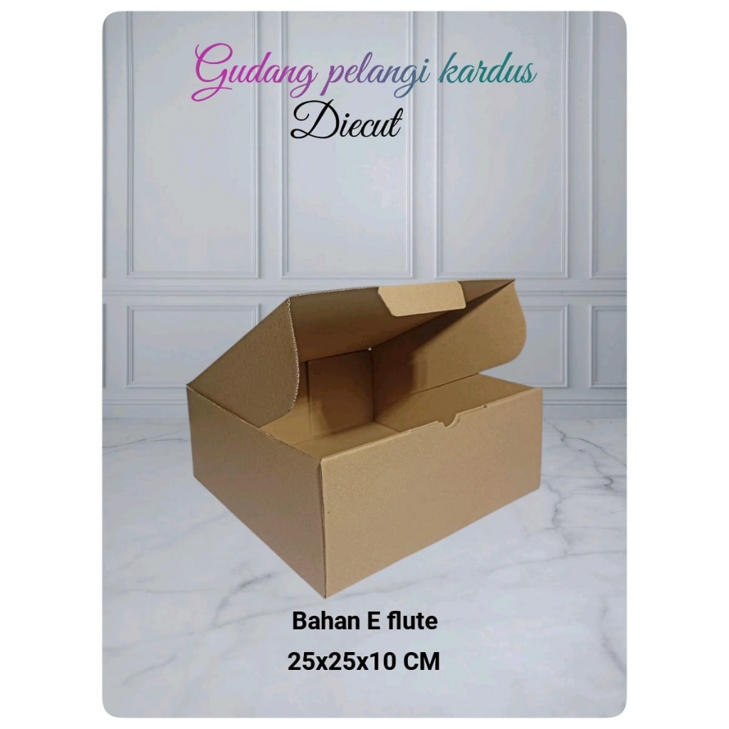 

kardus karton box uk. 25x25x10 cm .......model die cut/pizza