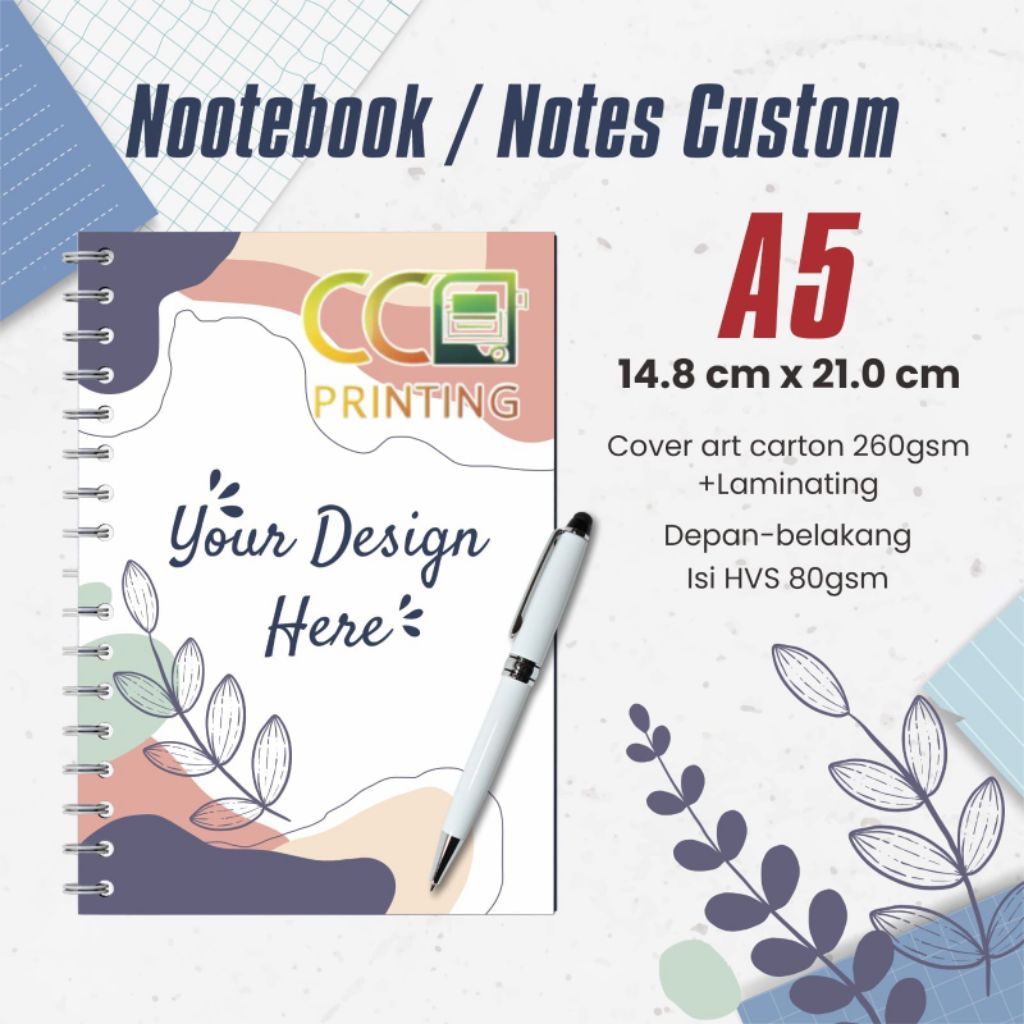 

Buku notebook custom ukuran A5/notes custom/buku spiral isi 100 lembar