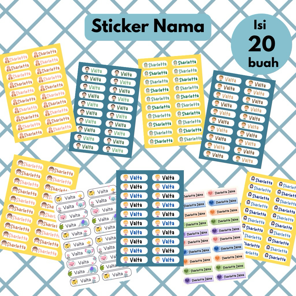 

Sticker Nama Sheet Pack Vinyl Kiss Cut Tahan Air - 2 Lembar