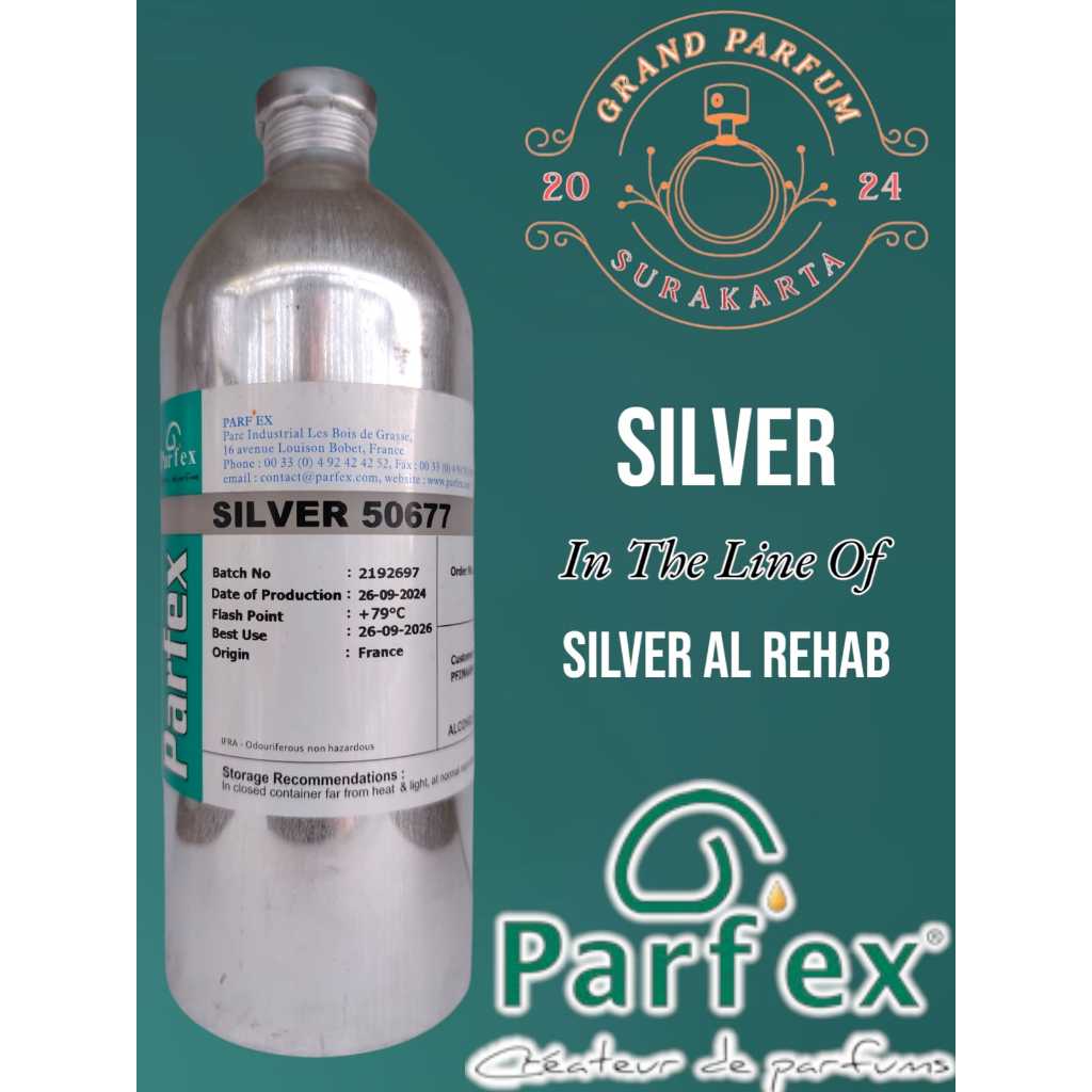 [50 & 100 GRAM] SILVER { Silver Al Rehab } By PARFEX Bibit Murni Dari Kemasan Segel Kaleng