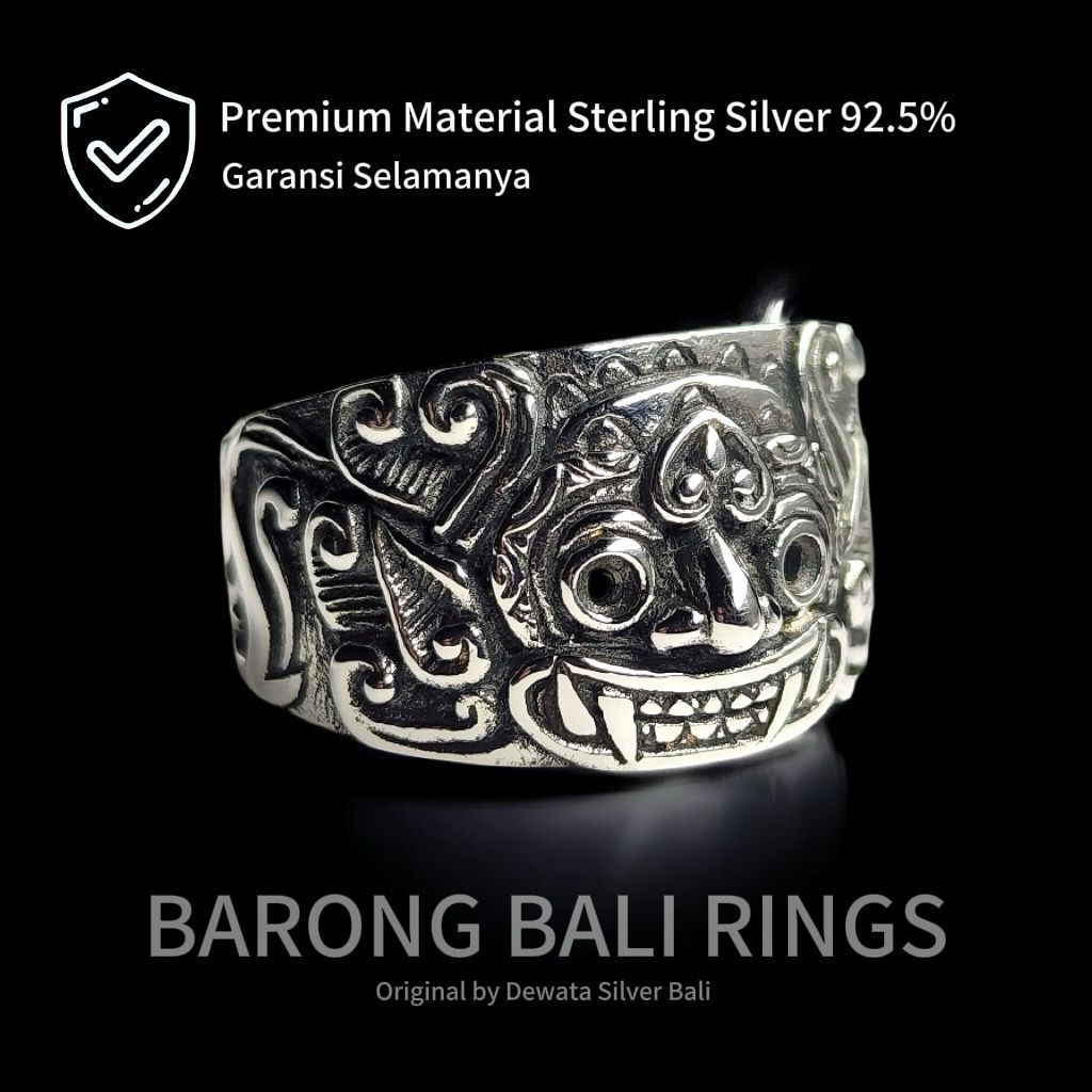 Barong Bali Ring | Cincin perak Silver Sterling 92.5% Adjustable Ukiran Barong Boma Bali Original by