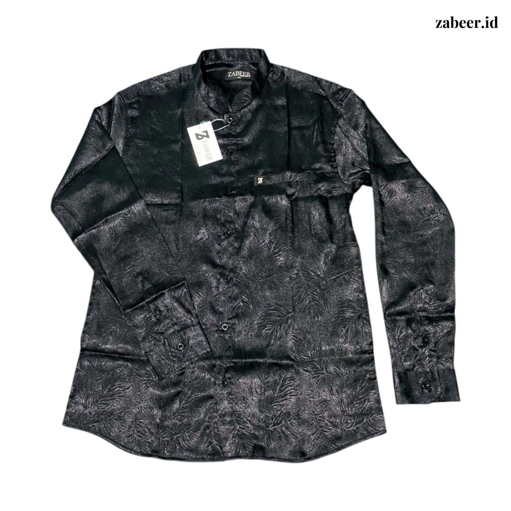 ZABEER Kemeja Koko Pria Jacquard Silky - Roma Hitam