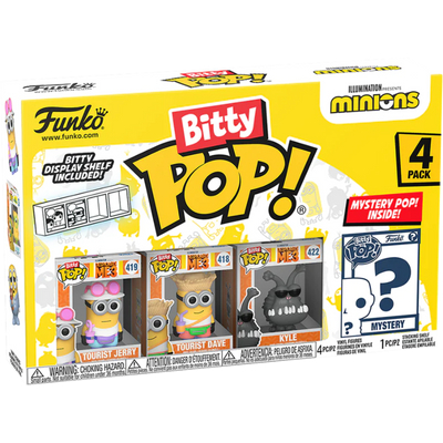 Gramedia Tunjungan : Funko Pop Minions : Tourist Jerry, Tourist Dave, Kyle & Mystery Bitty : 4 Pack