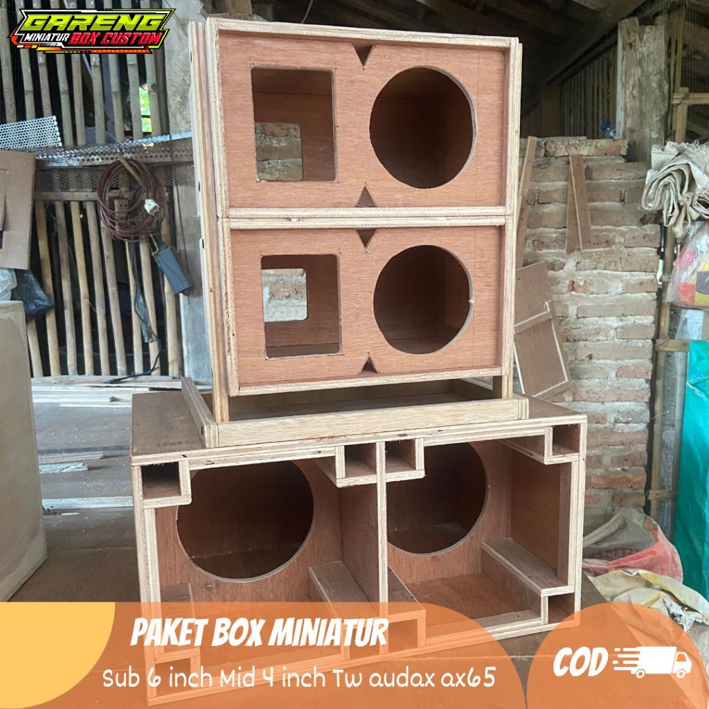 Paket box miniatur sub 6 in dan mid 4 in paket bok miniatur sound system bok paket miniatur