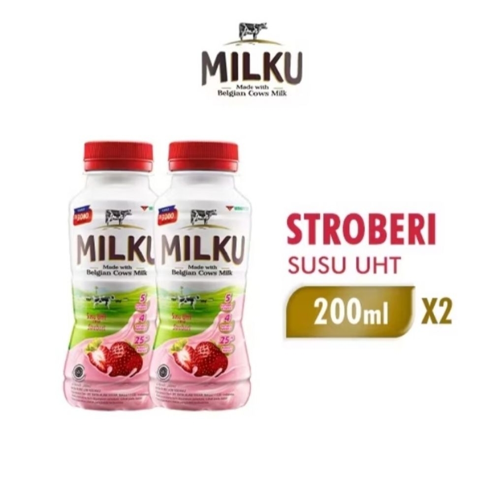 

MILKU Susu Rasa Stoberi 200 ml x 2 pcs
