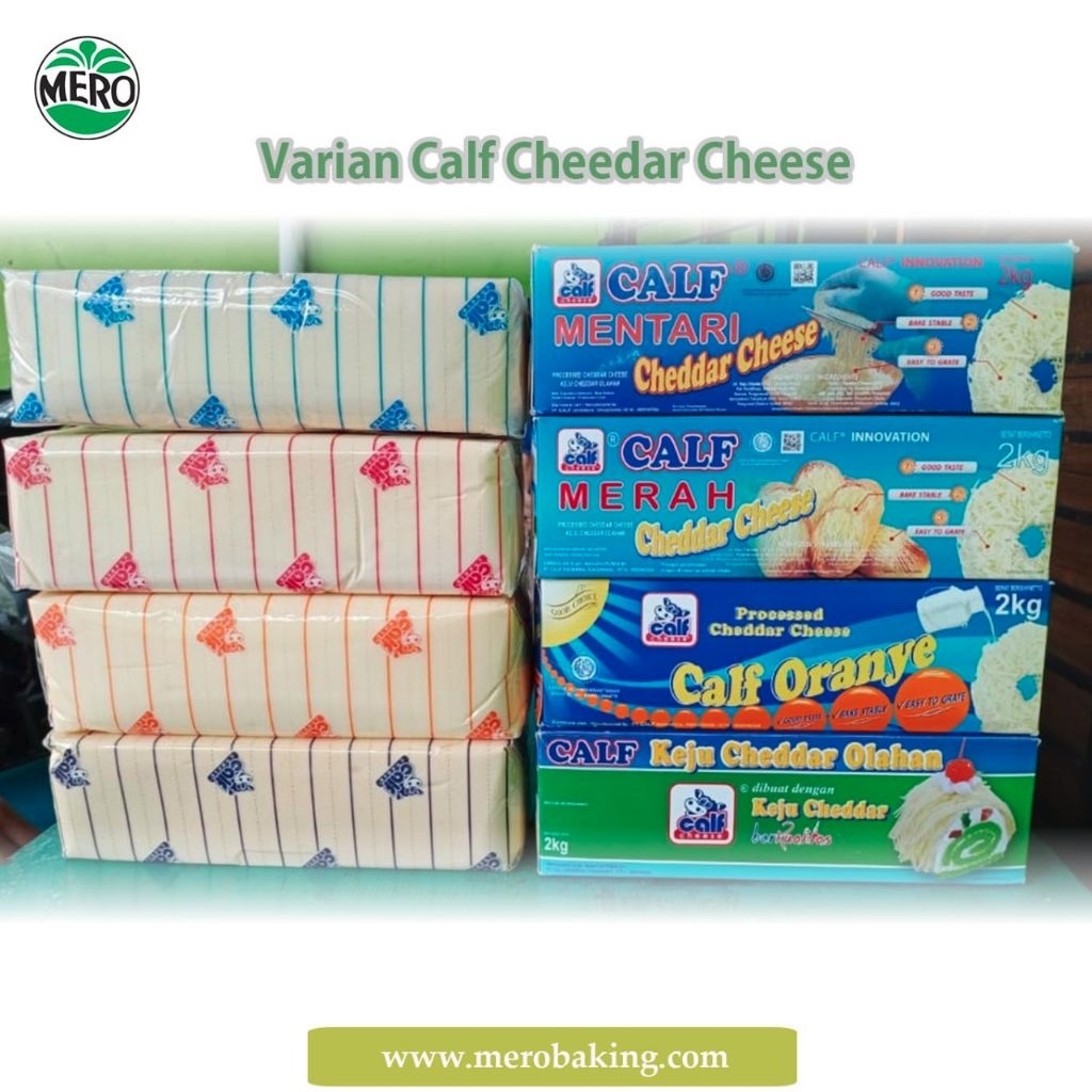 

Keju Calf Mentari Cheddar Cheese 2kg, Calf Merah, Calf Green